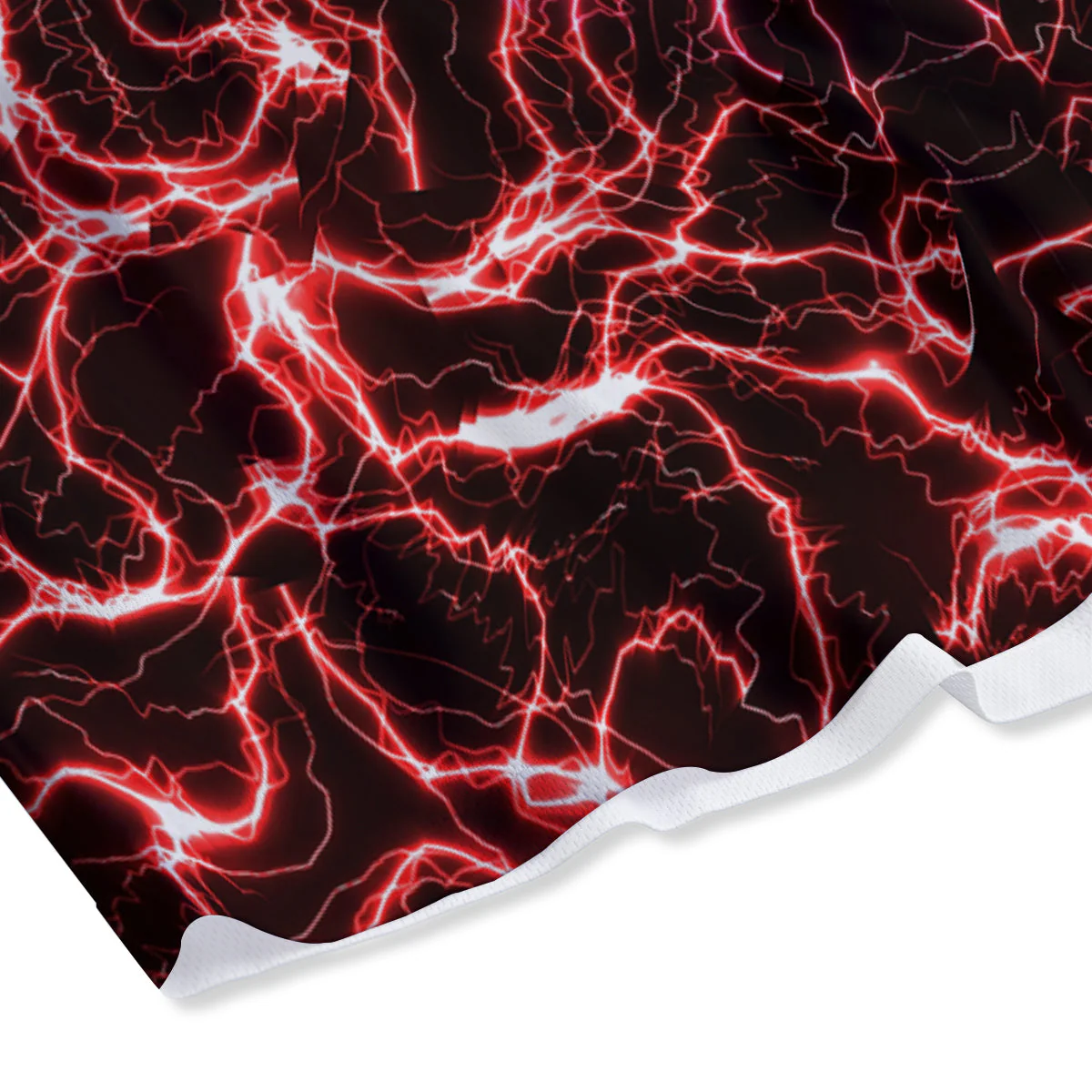 Red And Blue Electrical Print Mesh Shorts - Image 4