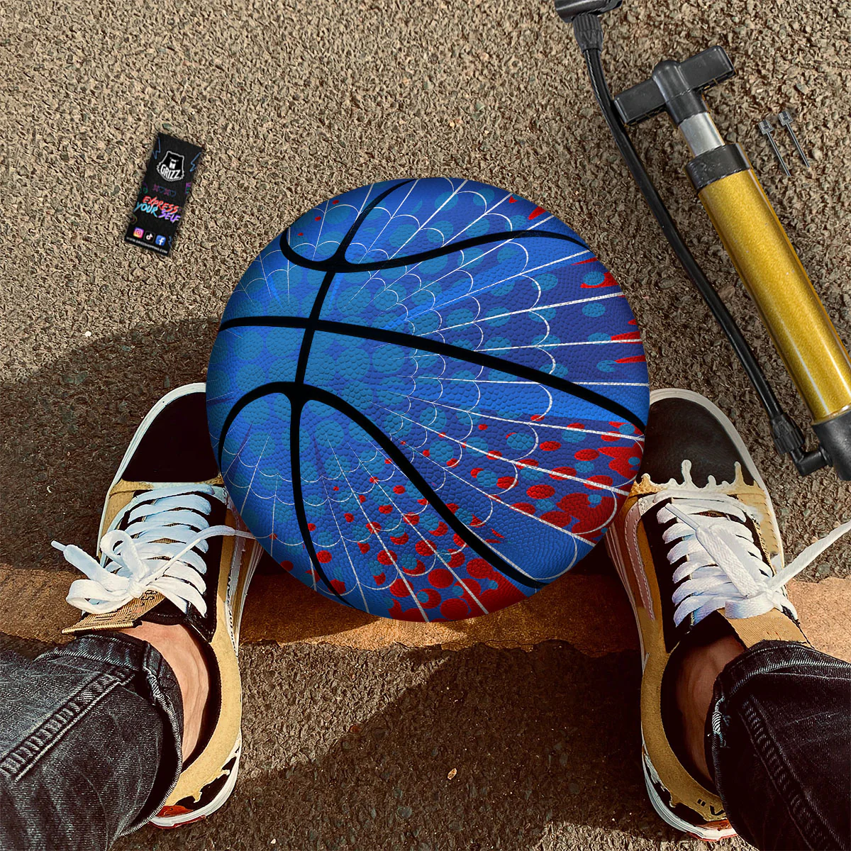 Red And Blue Spider Web Cartoon Print Basketball - Image 2