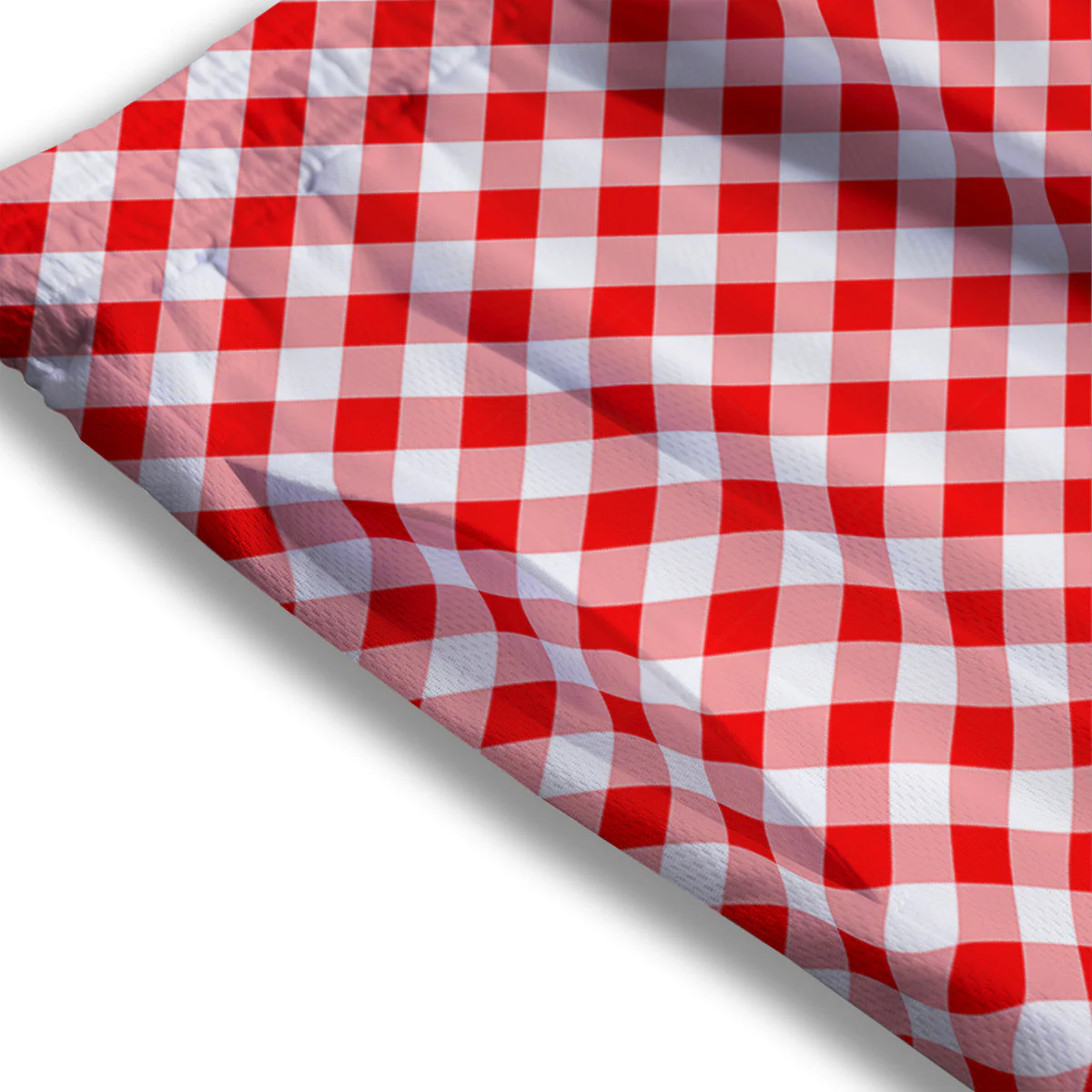 Red Cardinal And White Gingham Print Mesh Shorts - Image 3
