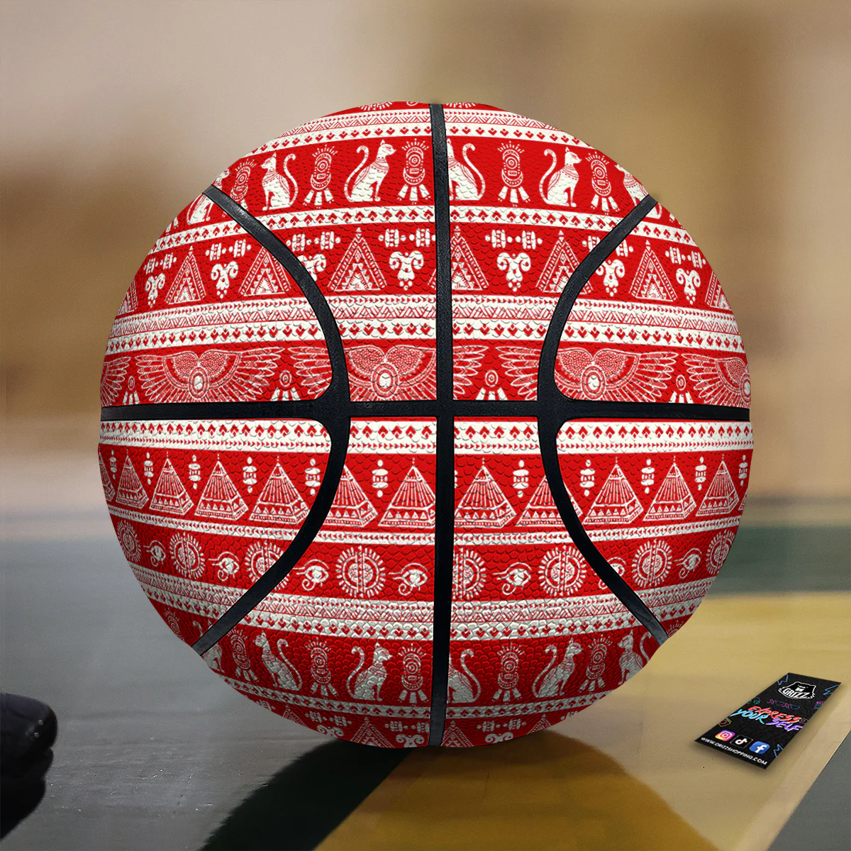 Red Egypt Symbol Print Pattern Basketball