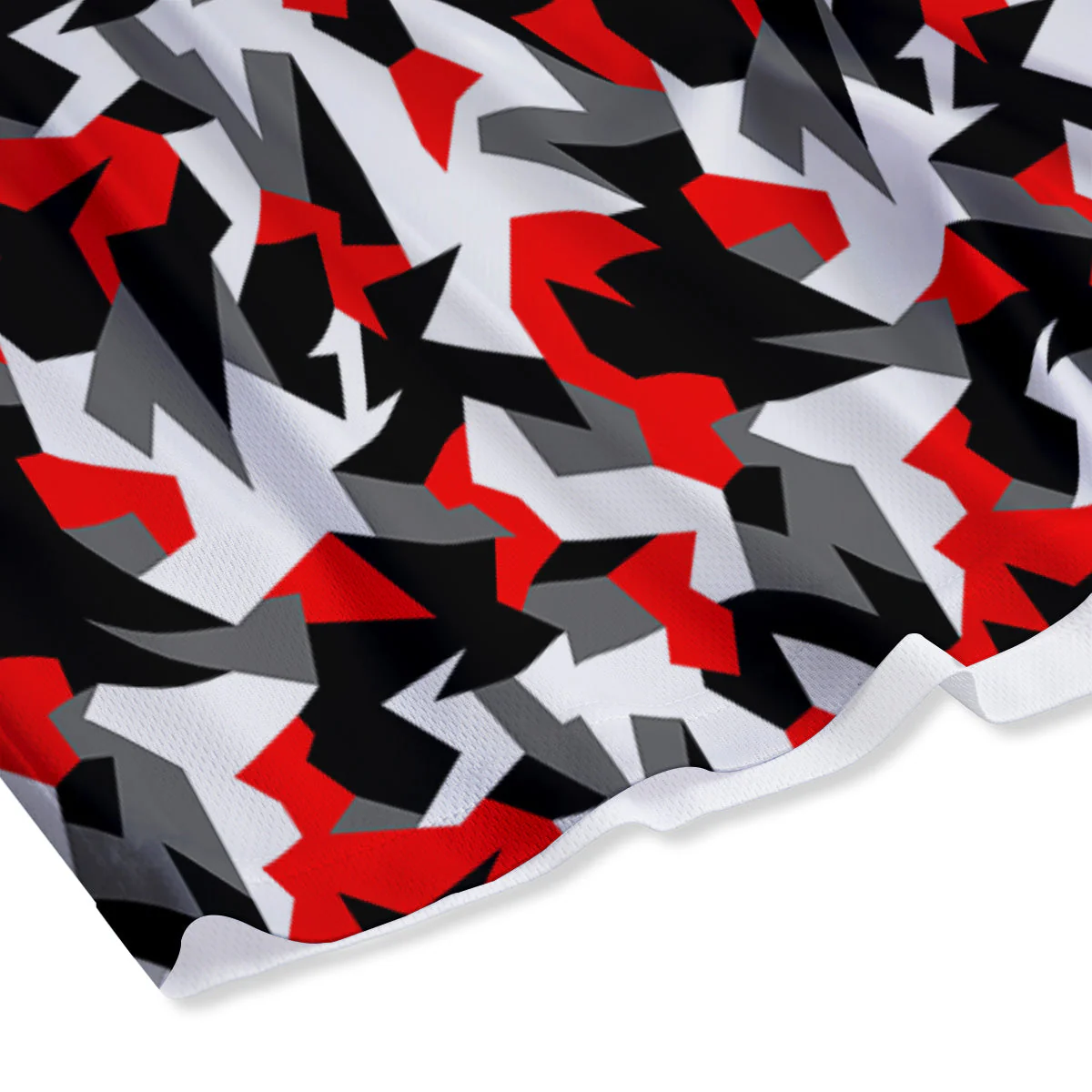 Red Geometric Camouflage Print Pattern Mesh Shorts - Image 4