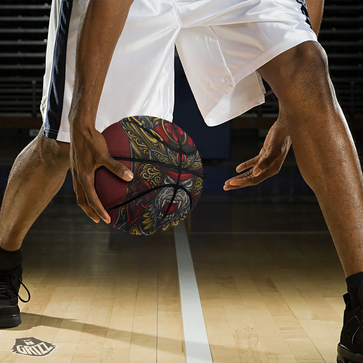 Red Gorilla Samurai Print Basketball - Image 3