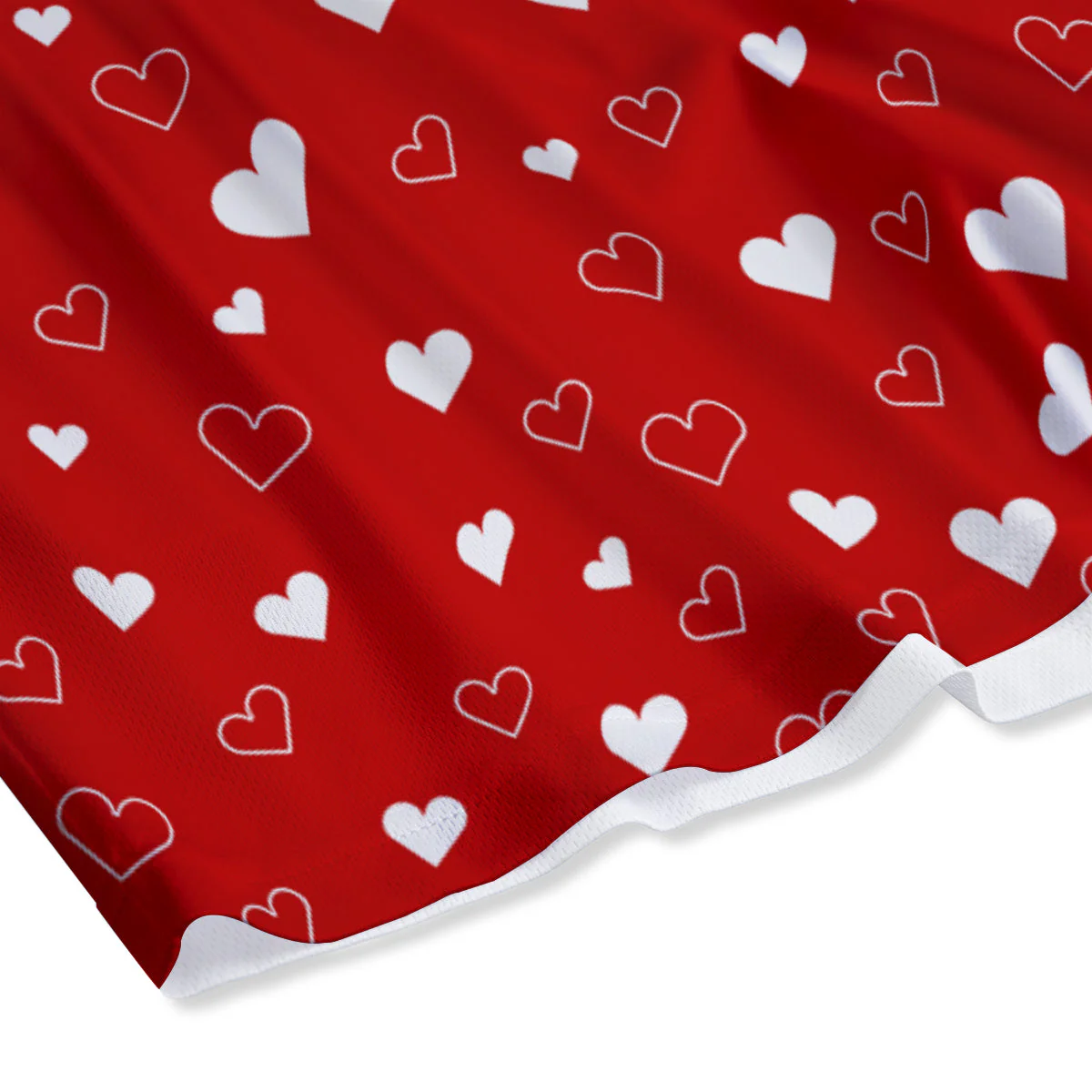 Red Heart And White Print Pattern Mesh Shorts - Image 4
