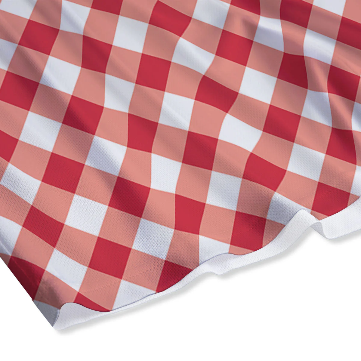 Red Lava And White Gingham Print Mesh Shorts - Image 4