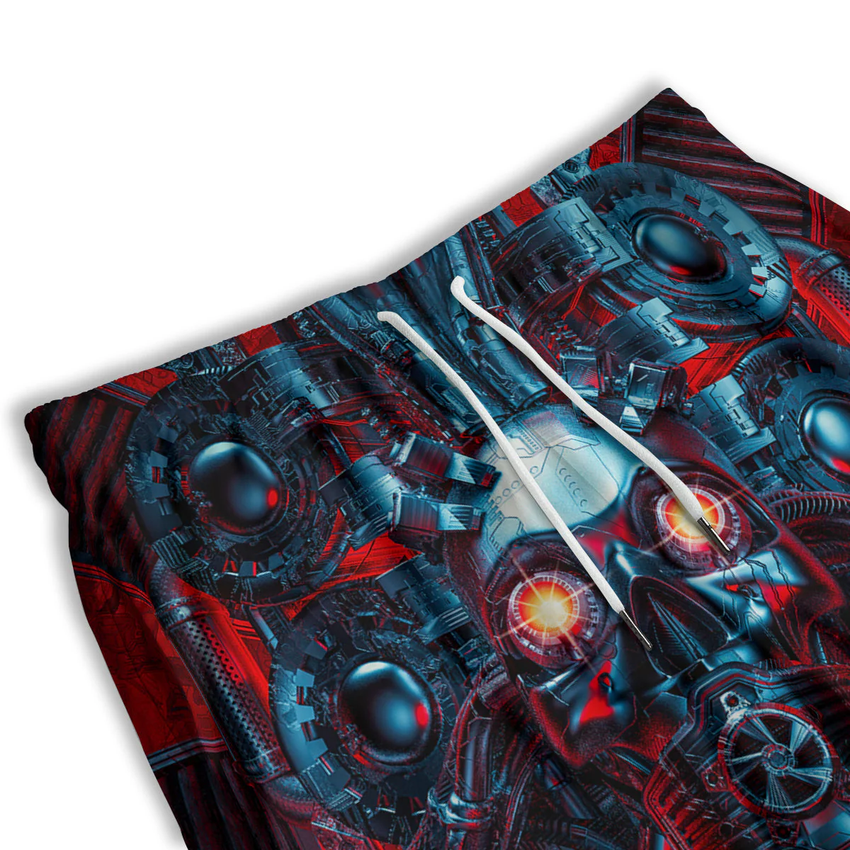 Red Machine Robot Print Men's Athletic Shorts - Image 3