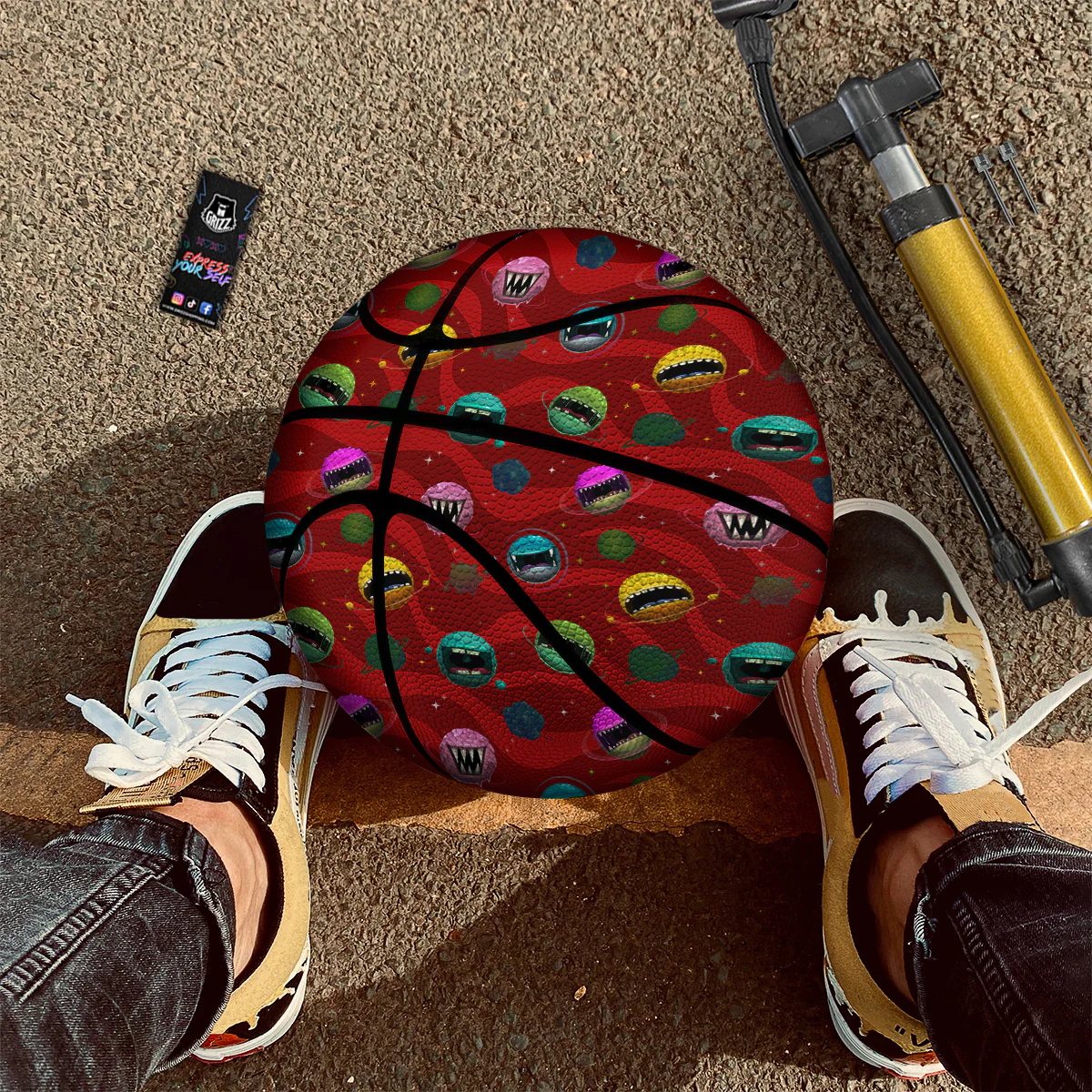 Red Monster Planets Print Pattern Basketball - Image 2