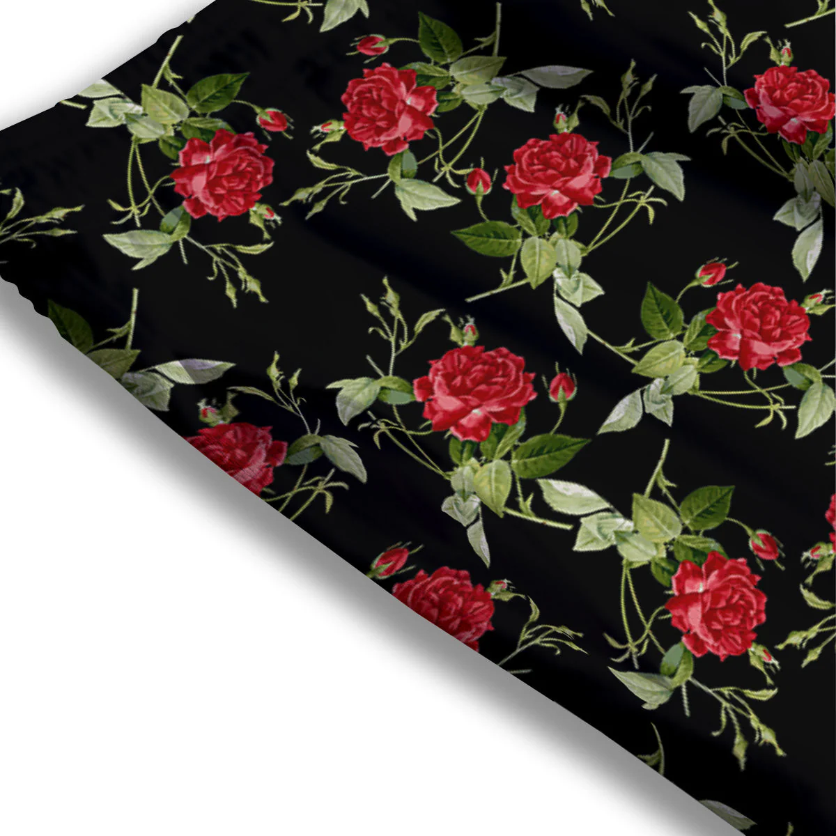 Red Rose Flowers Print Pattern Mesh Shorts - Image 3