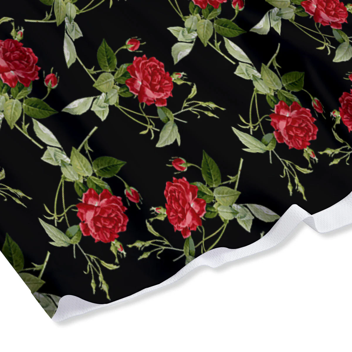 Red Rose Flowers Print Pattern Mesh Shorts - Image 4