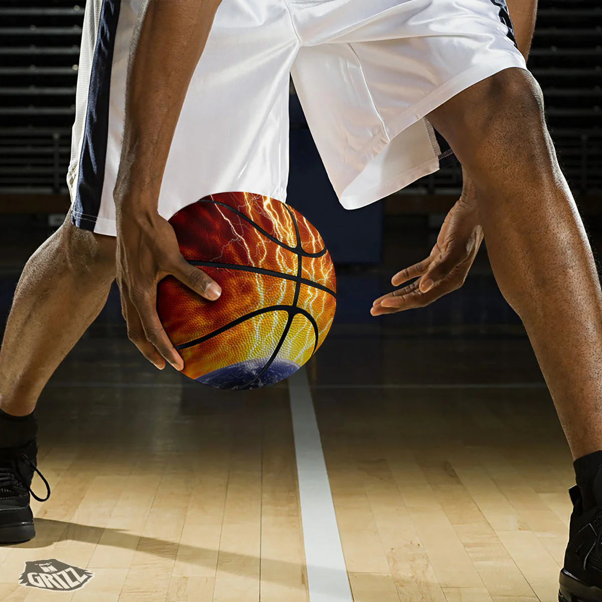 Red Sky With Lightnings Print Basketball - Image 3