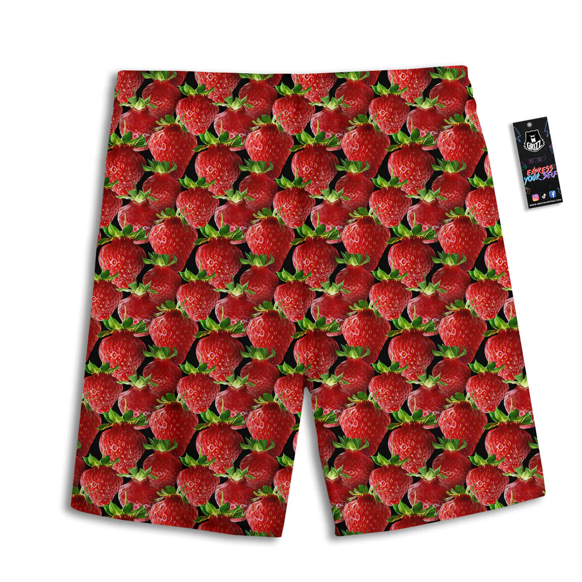 Red Strawberries Ripe Print Pattern Men's Athletic Shorts - Image 2