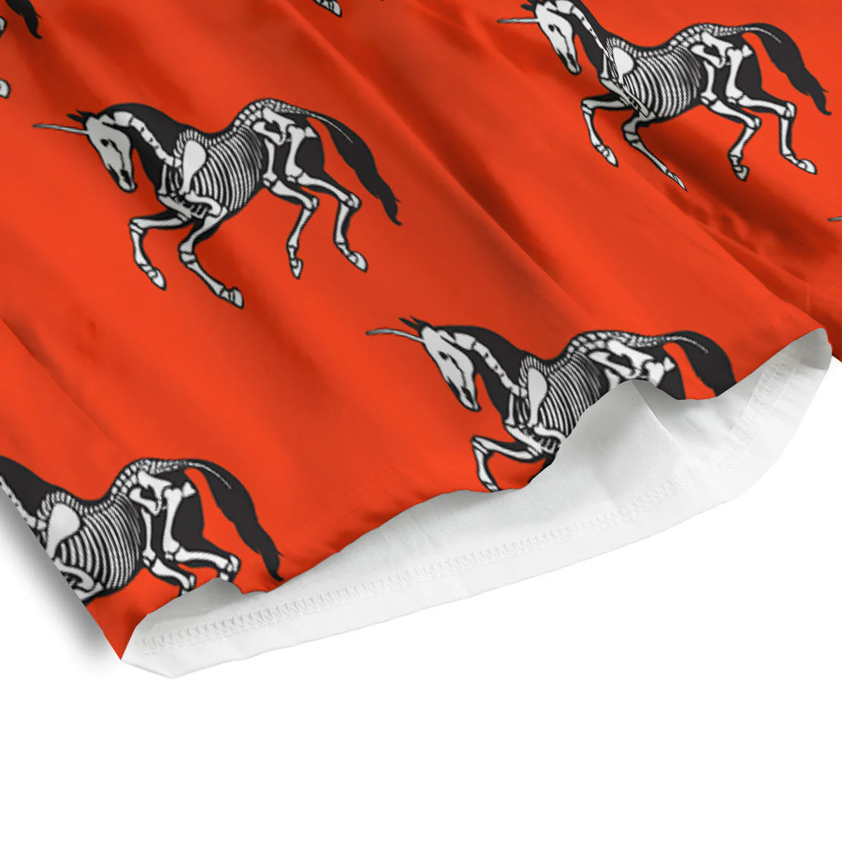 Red Unicorn Skeleton Print Pattern Men's Athletic Shorts - Image 4