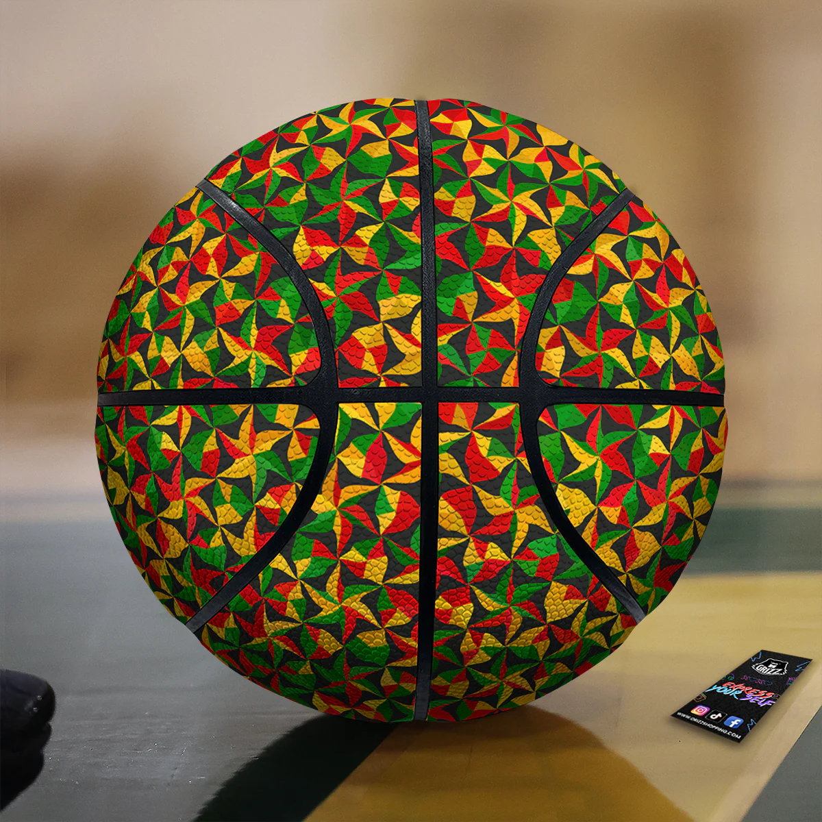 Reggae Abstract Geometric Print Pattern Basketball