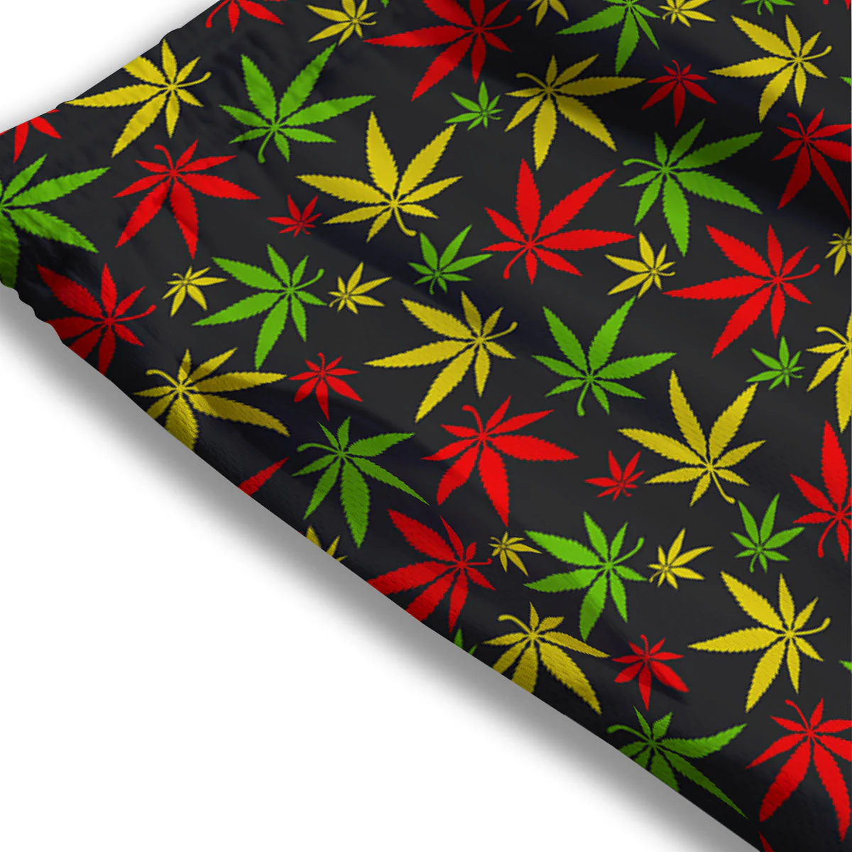 Reggae Hemp Leaf Print Pattern Mesh Shorts - Image 3