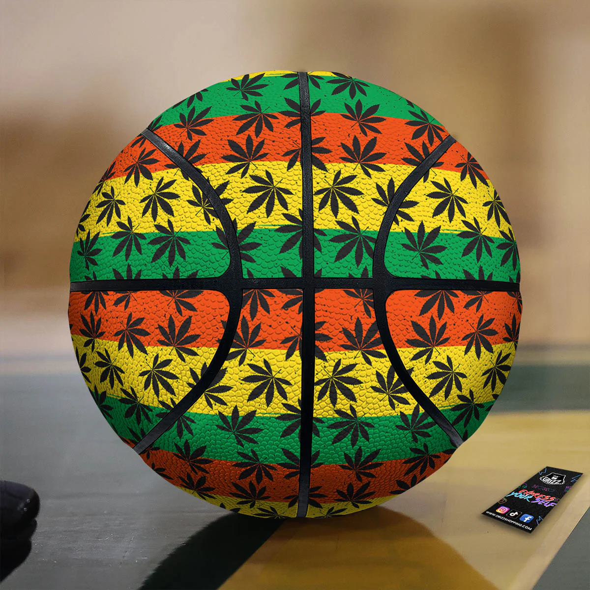 Reggae Hemp Leaves Classic Print Pattern Basketball