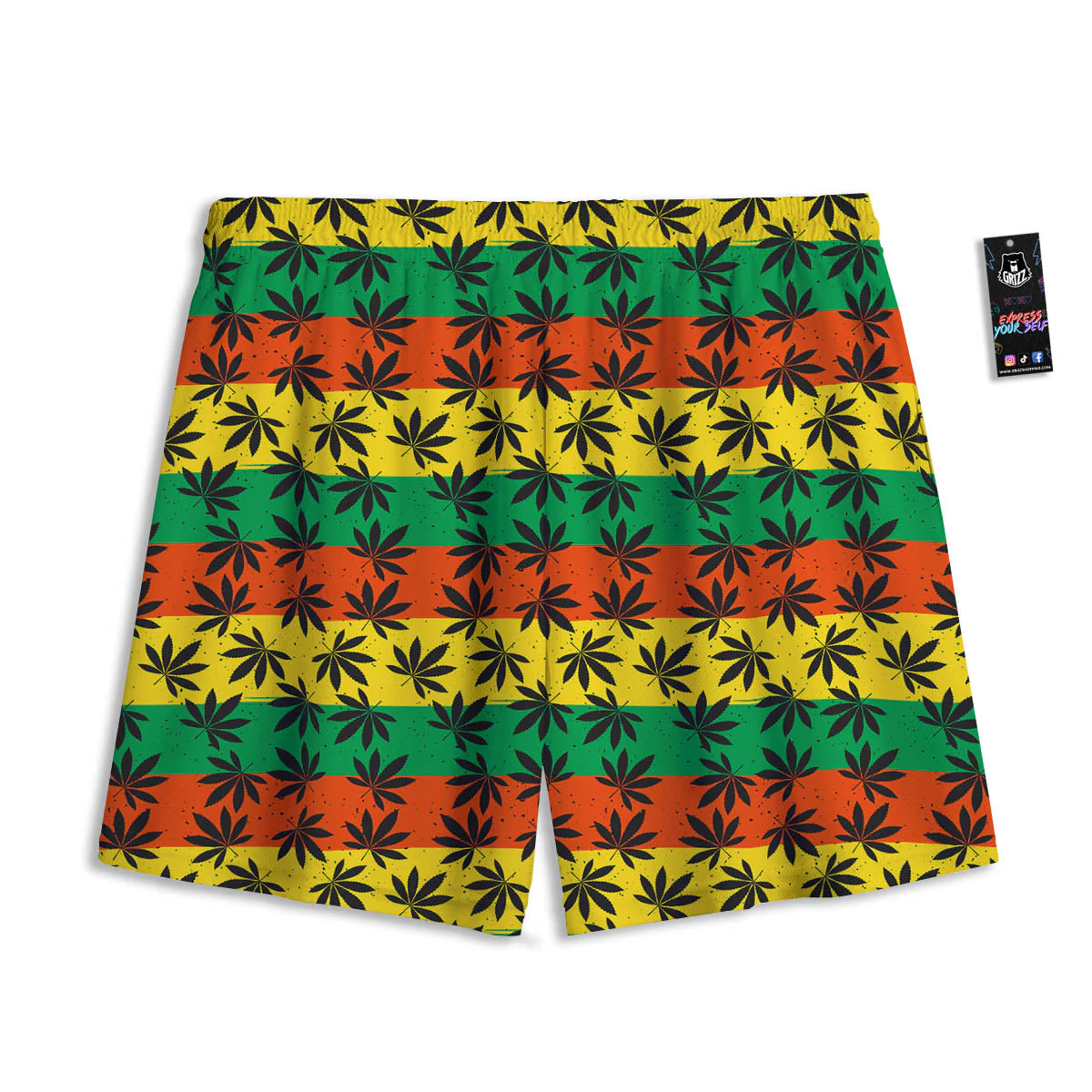 Reggae Hemp Leaves Classic Print Pattern Mesh Shorts - Image 2
