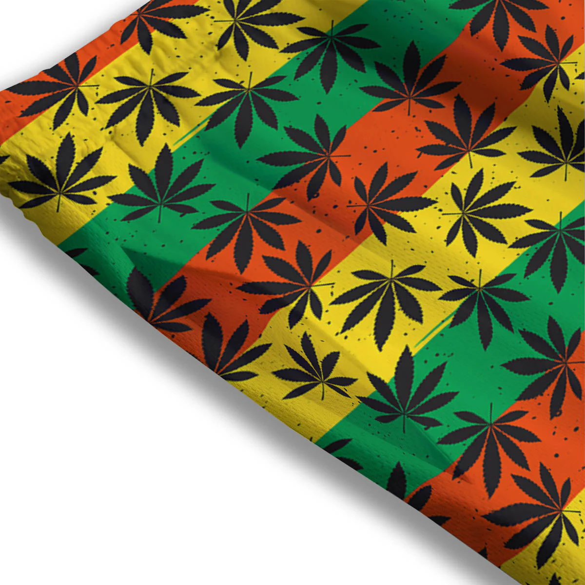 Reggae Hemp Leaves Classic Print Pattern Mesh Shorts - Image 3