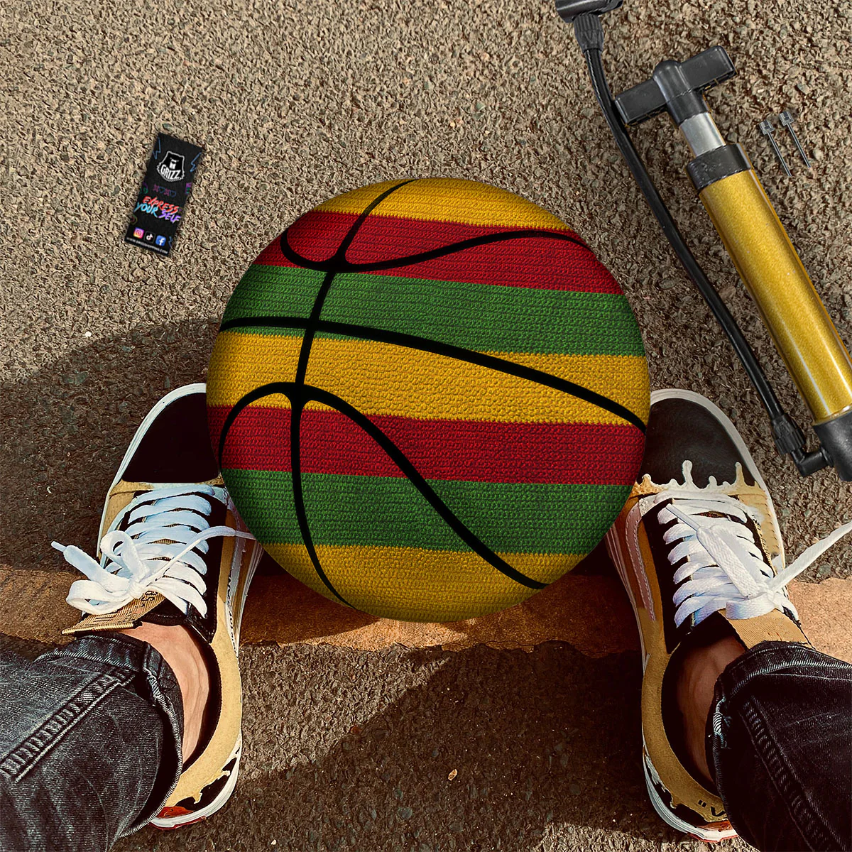 Reggae Knitted Print Pattern Basketball - Image 2