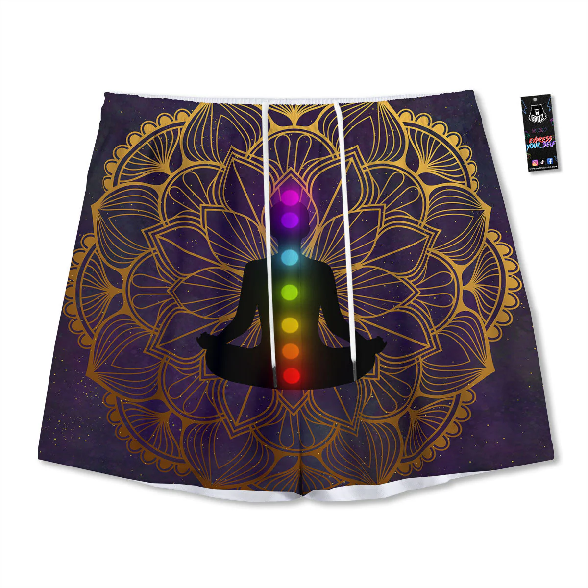 Reiki Golden Print Mesh Shorts