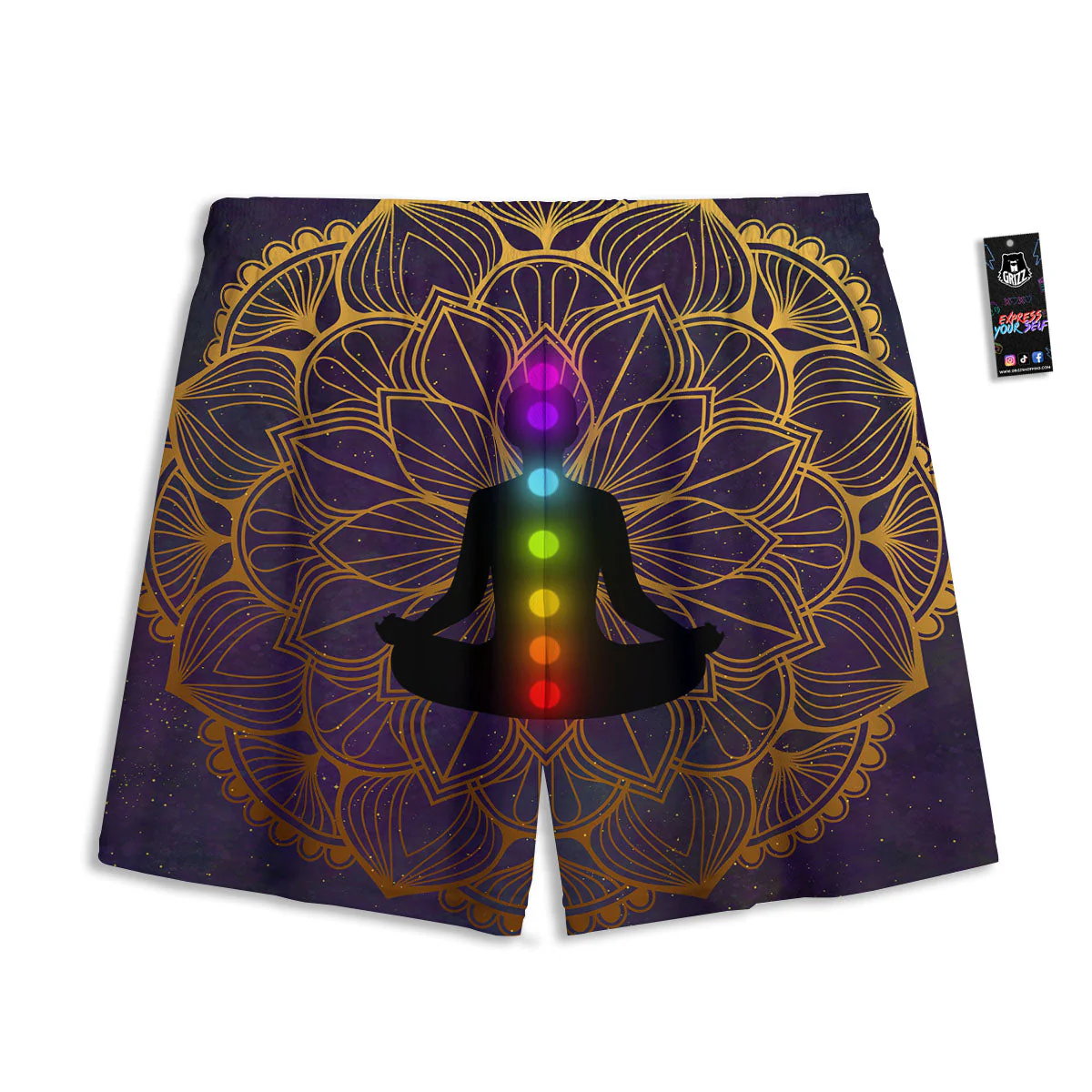 Reiki Golden Print Mesh Shorts - Image 2