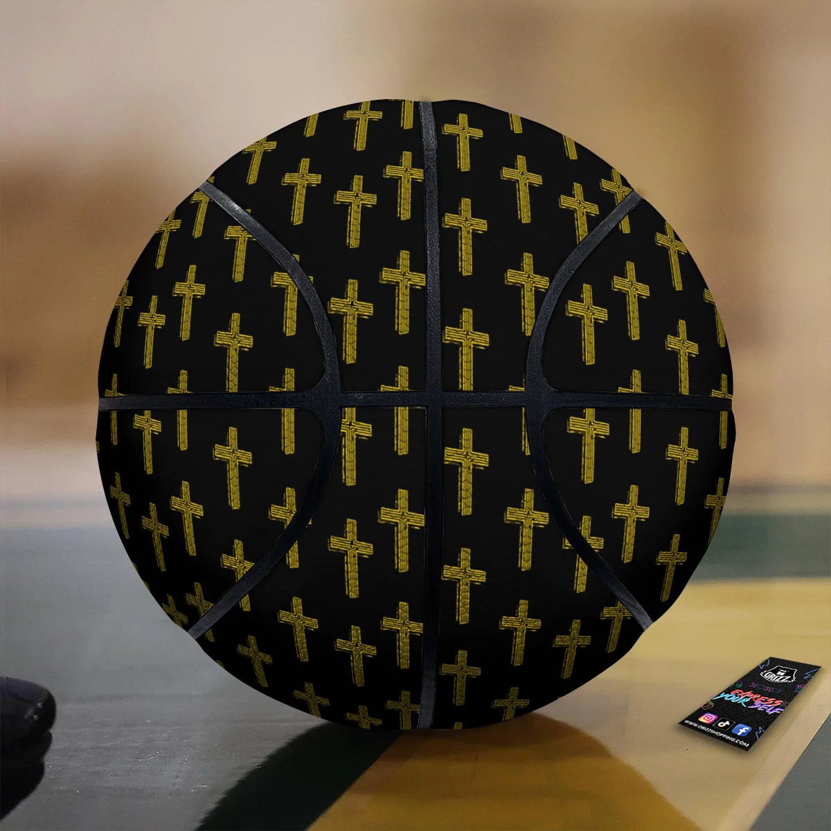Religious Christian Cross Print Pattern Basketball