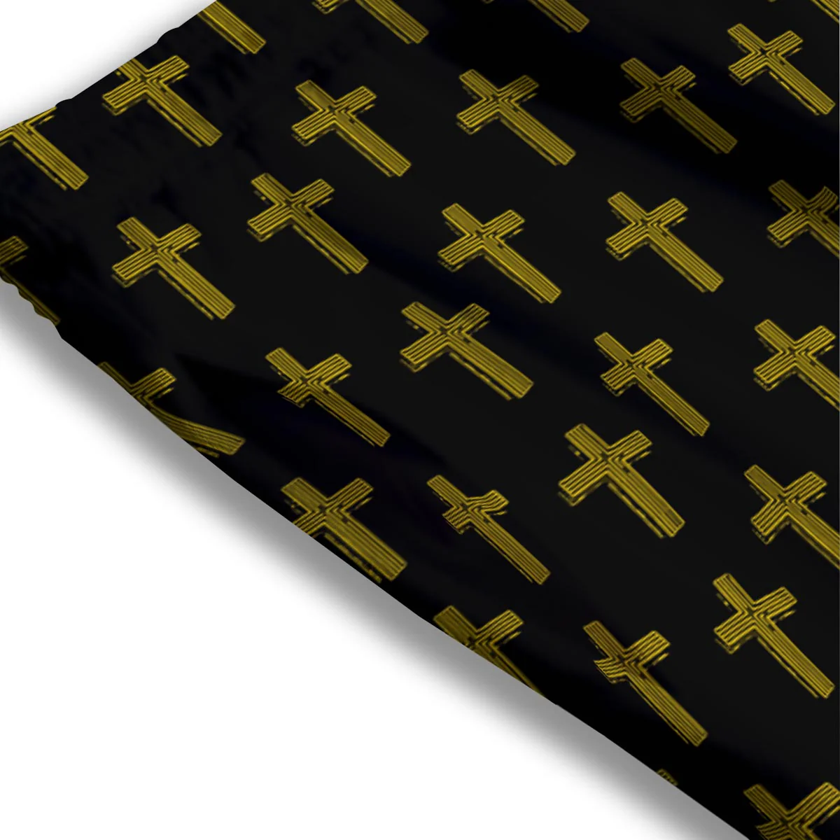 Religious Christian Cross Print Pattern Mesh Shorts - Image 3