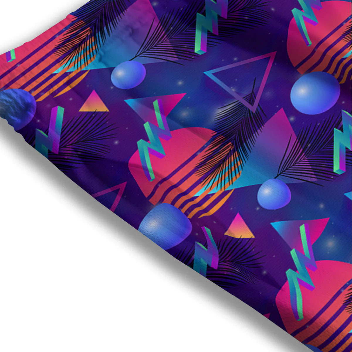 Retro Futuristic Neon Theme Print Pattern Mesh Shorts - Image 3