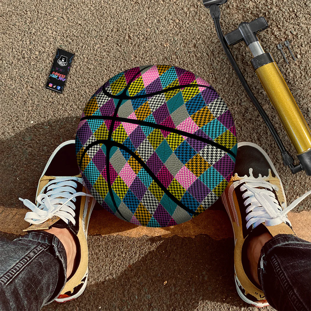 Rhombuses Houndstooth Colorful Print Pattern Basketball - Image 2