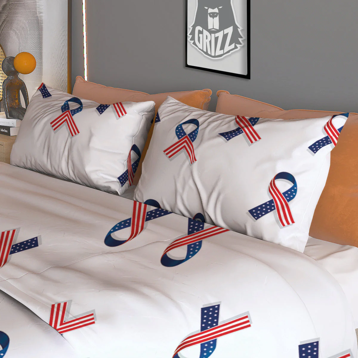 Ribbon American Flag Print Pattern Duvet Cover Bedding Set - Image 3