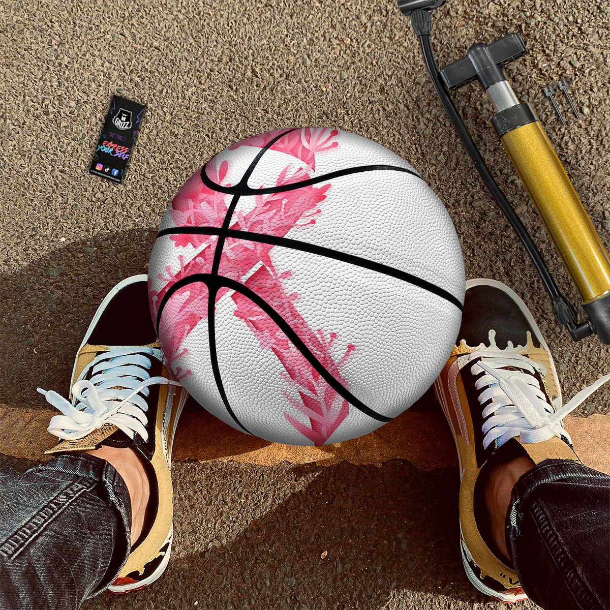 Ribbon Flower Pink Breast Cancer Print Basketball - Image 2