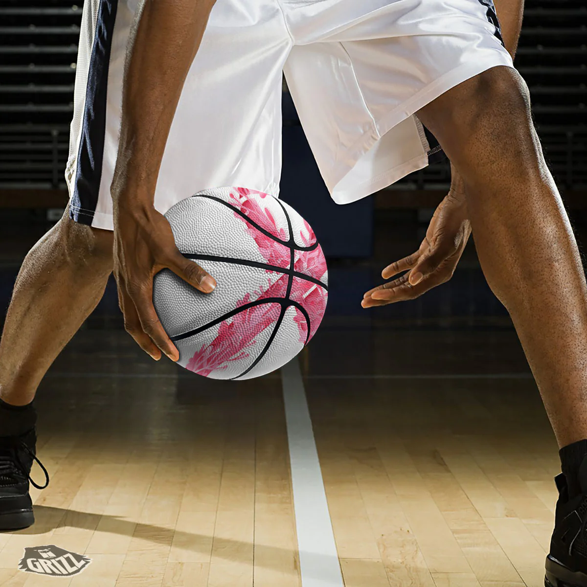 Ribbon Flower Pink Breast Cancer Print Basketball - Image 3