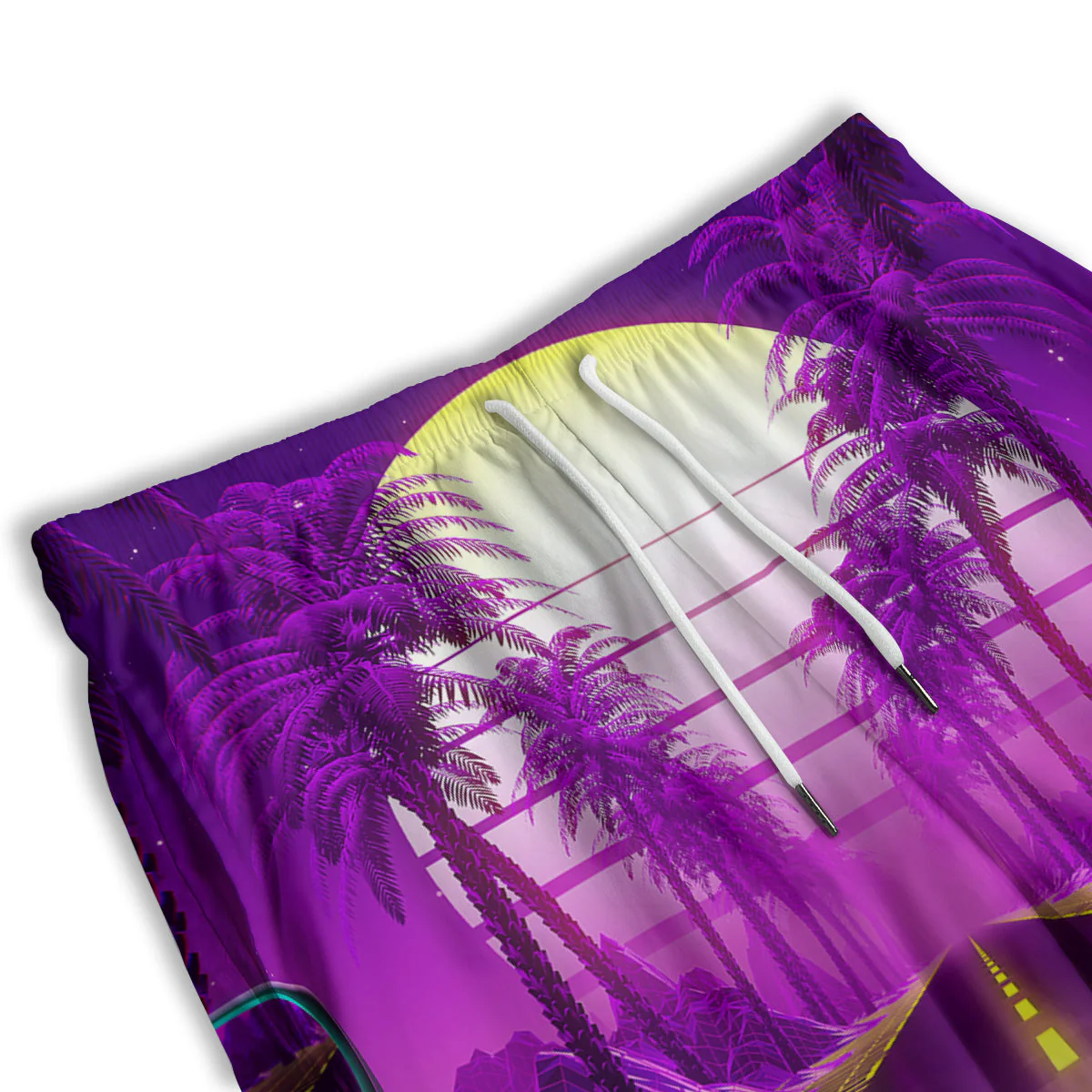 Riding Motorcycle Retro Purple Print Men's Athletic Shorts - Image 3