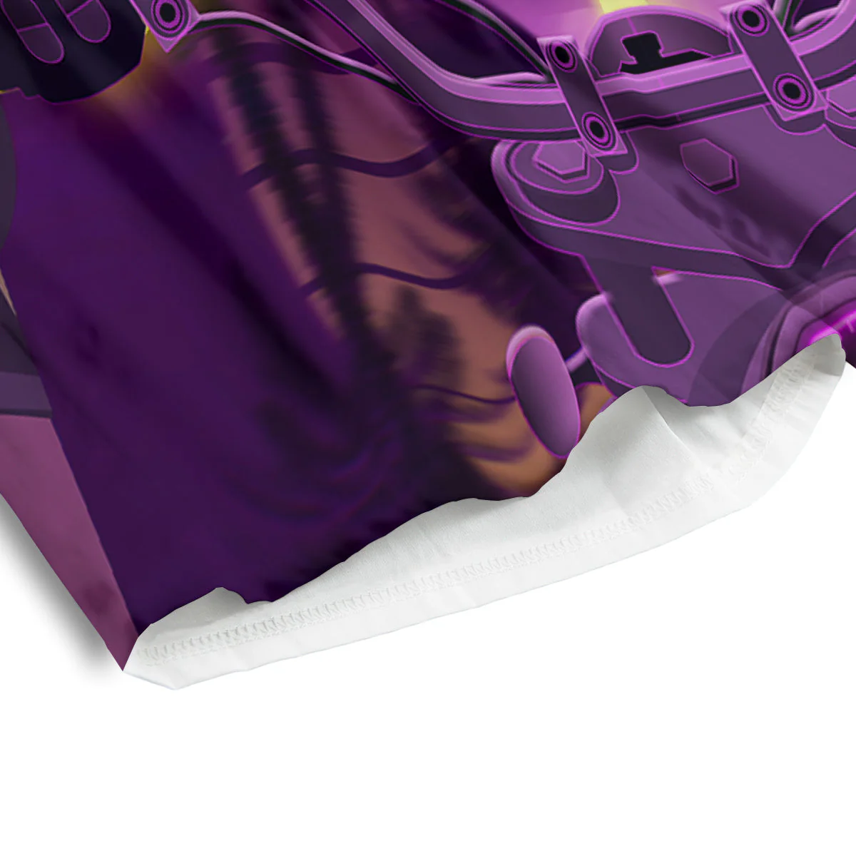 Riding Motorcycle Retro Purple Print Men's Athletic Shorts - Image 4