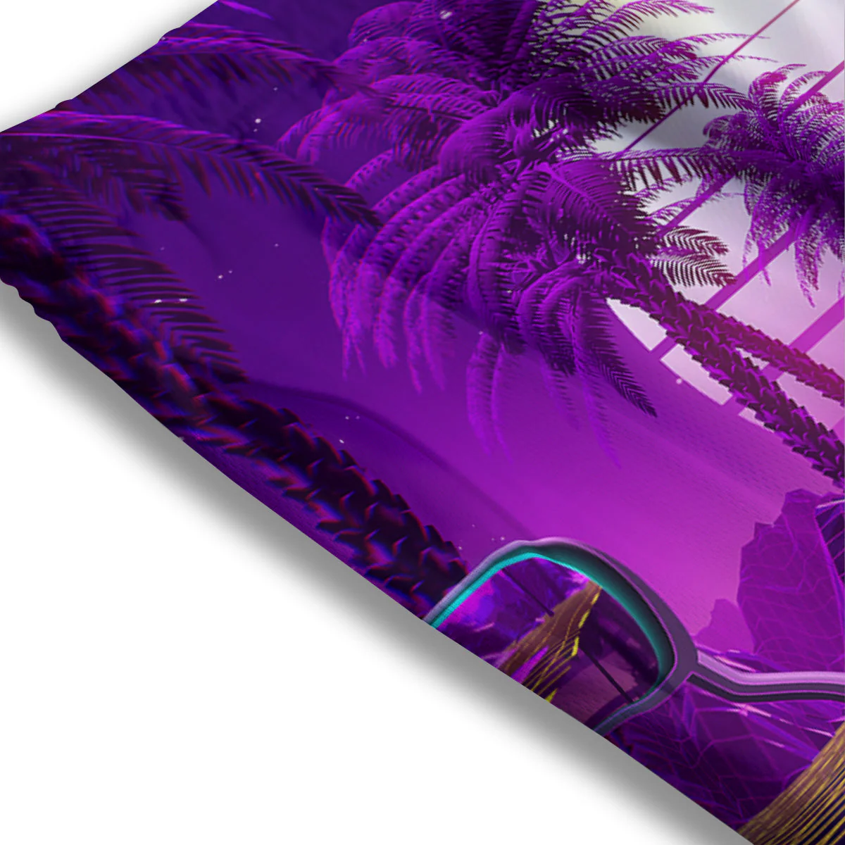 Riding Motorcycle Retro Purple Print Mesh Shorts - Image 3