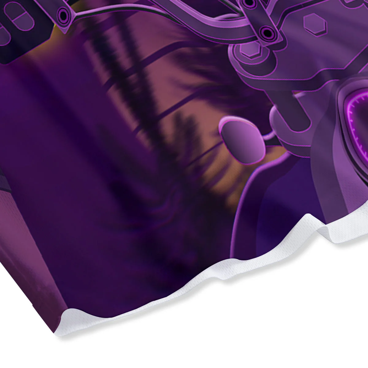 Riding Motorcycle Retro Purple Print Mesh Shorts - Image 4