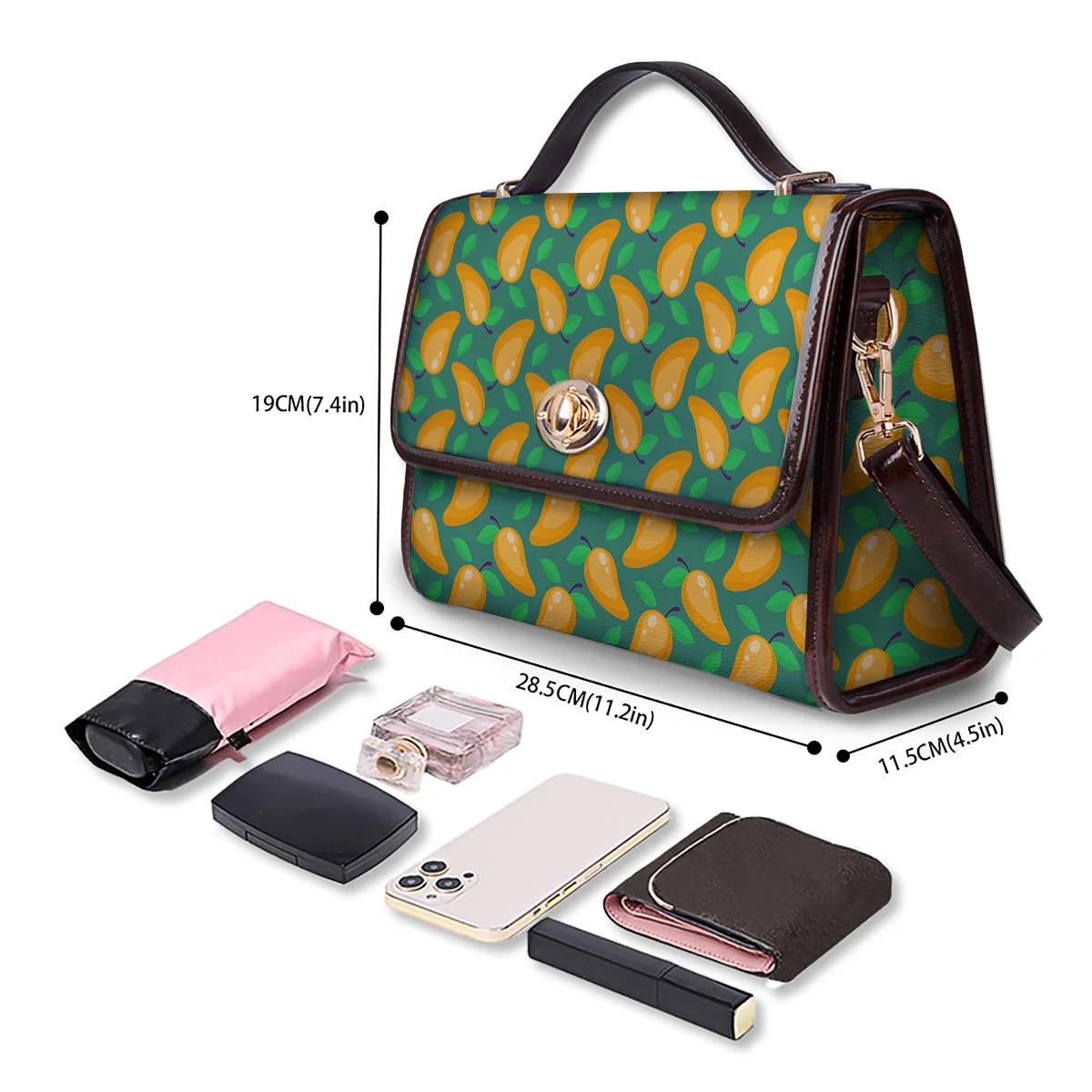 Ripe Mango Fruit Print Pattern Women's Satchel Bag - Image 4