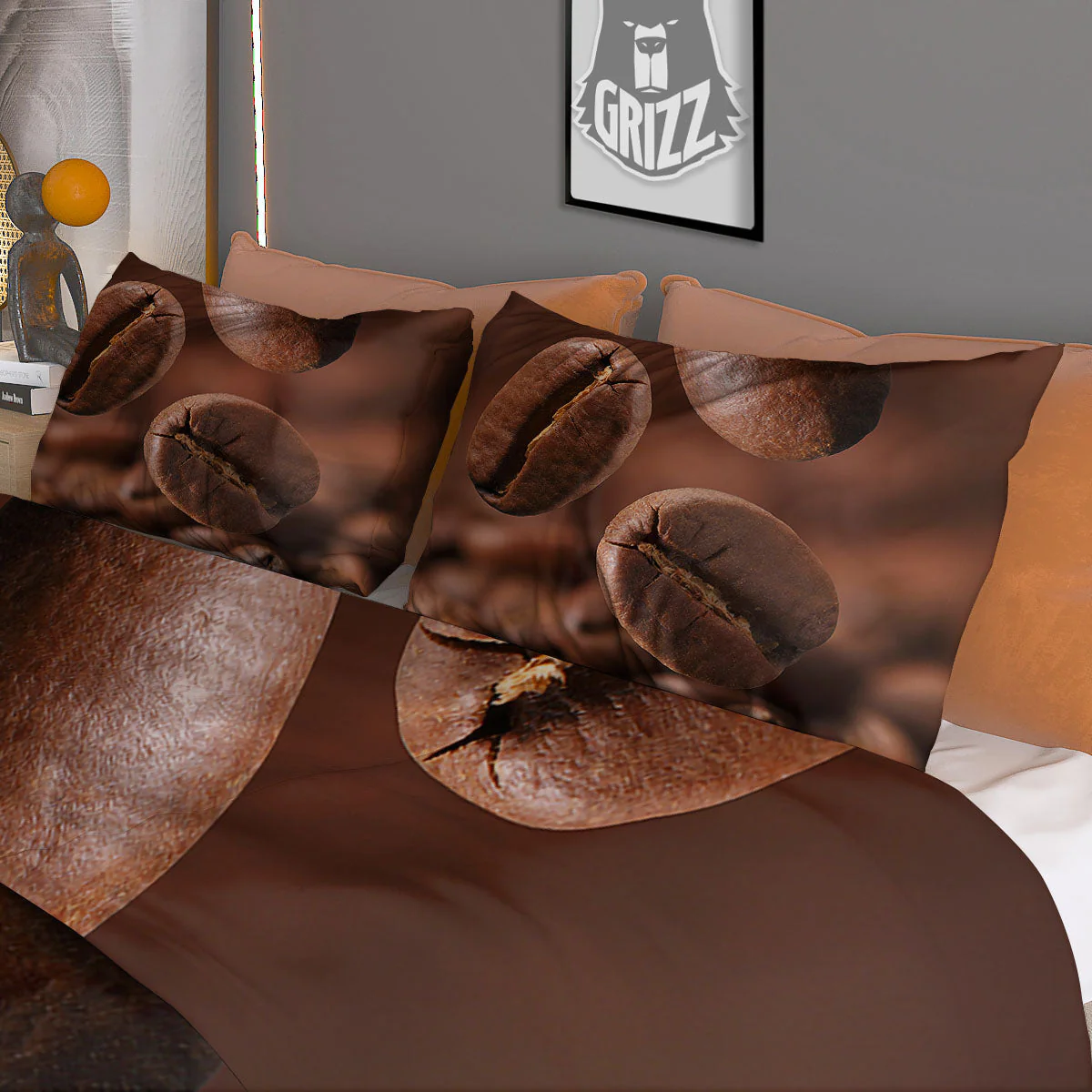 Roasted Coffee Bean Print Duvet Cover Bedding Set - Image 3