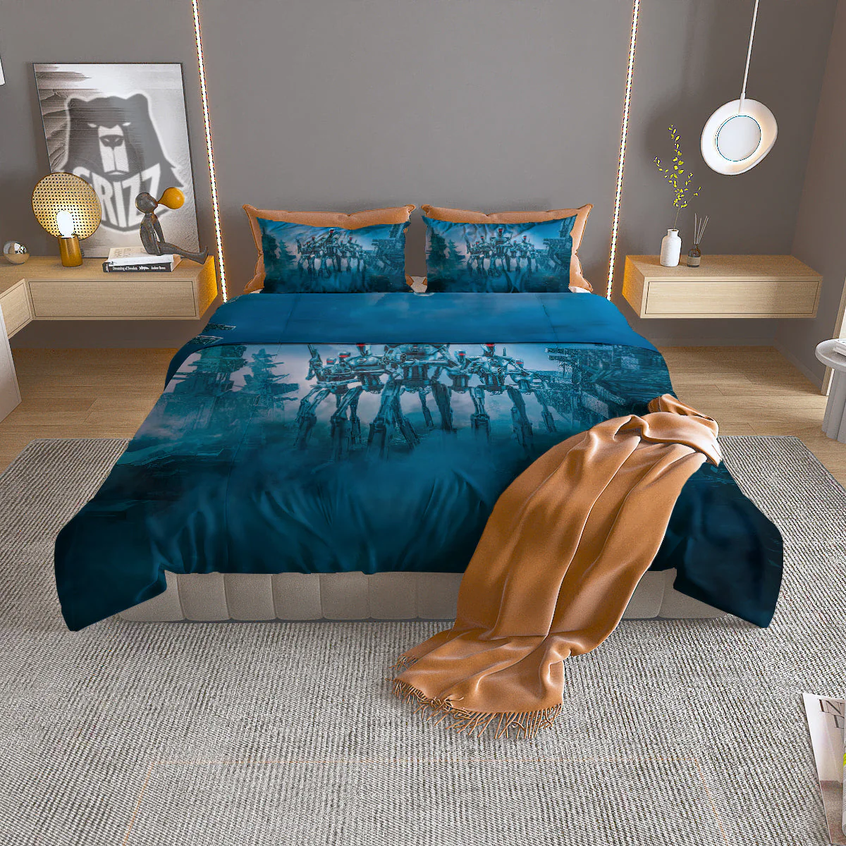 Robot Army Print Duvet Cover Bedding Set