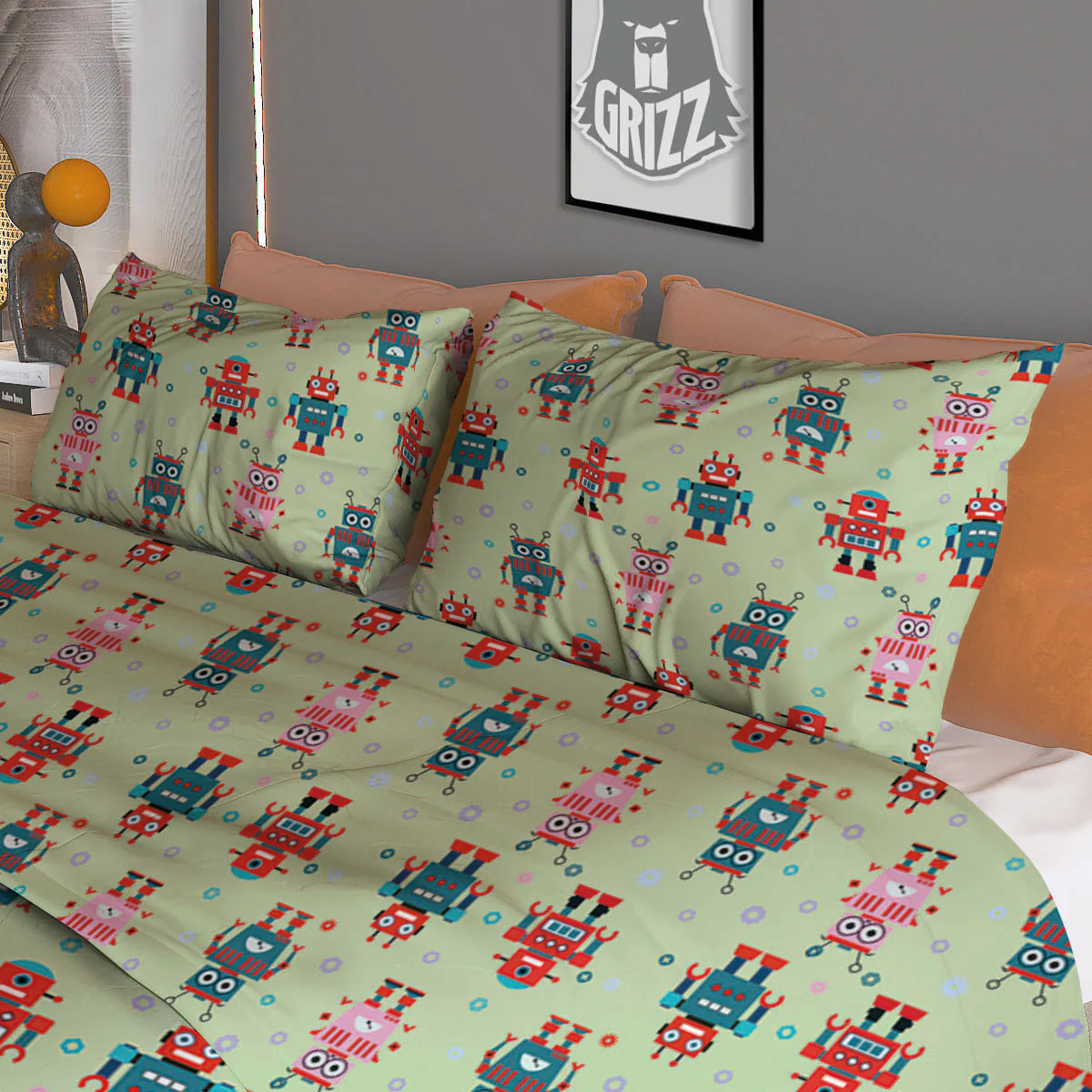 Robot Colorful Print Pattern Duvet Cover Bedding Set - Image 3