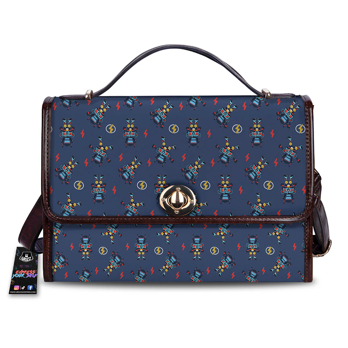 Robot Vintage Print Pattern Women's Satchel Bag