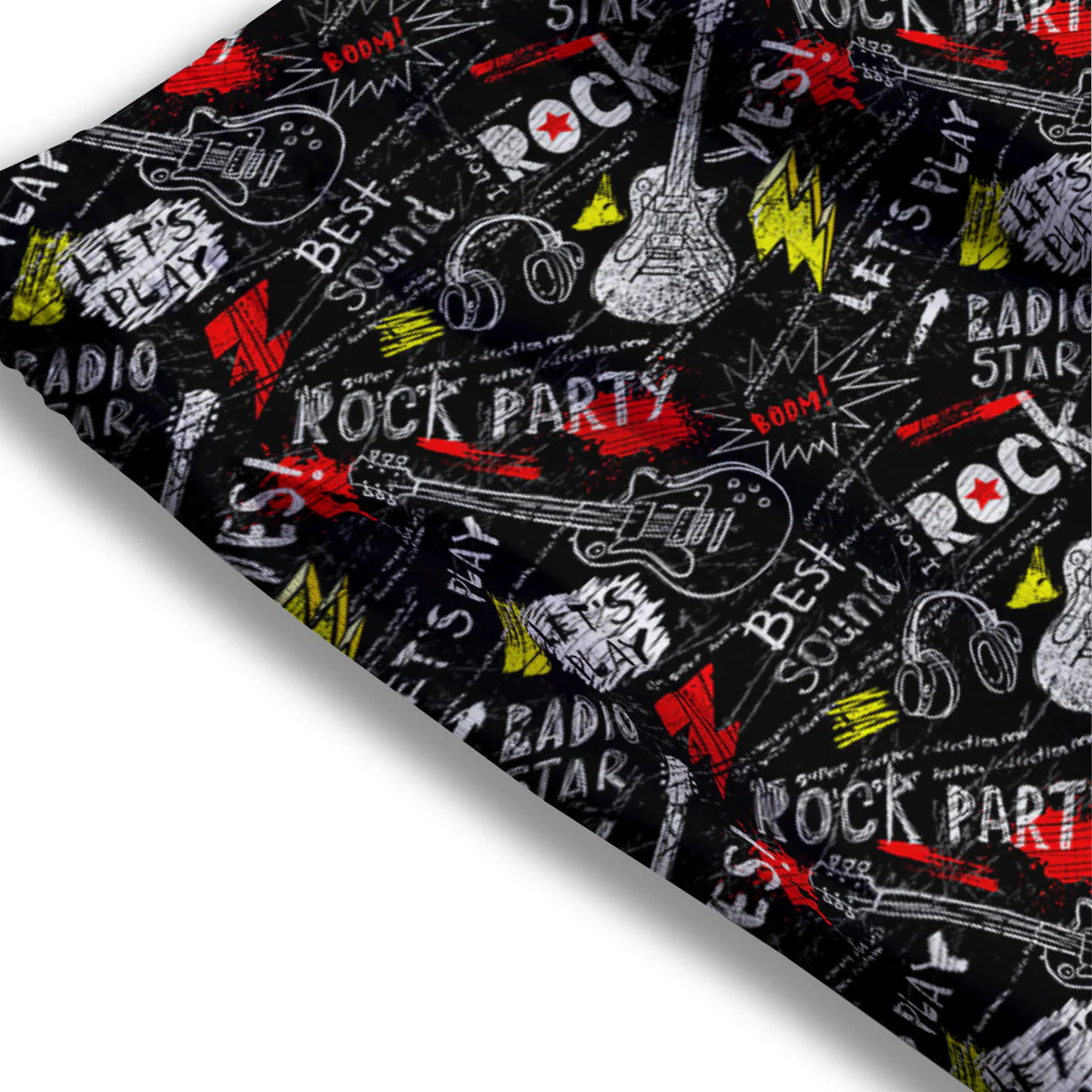 Rock And Roll Grunge Print Pattern Mesh Shorts - Image 3