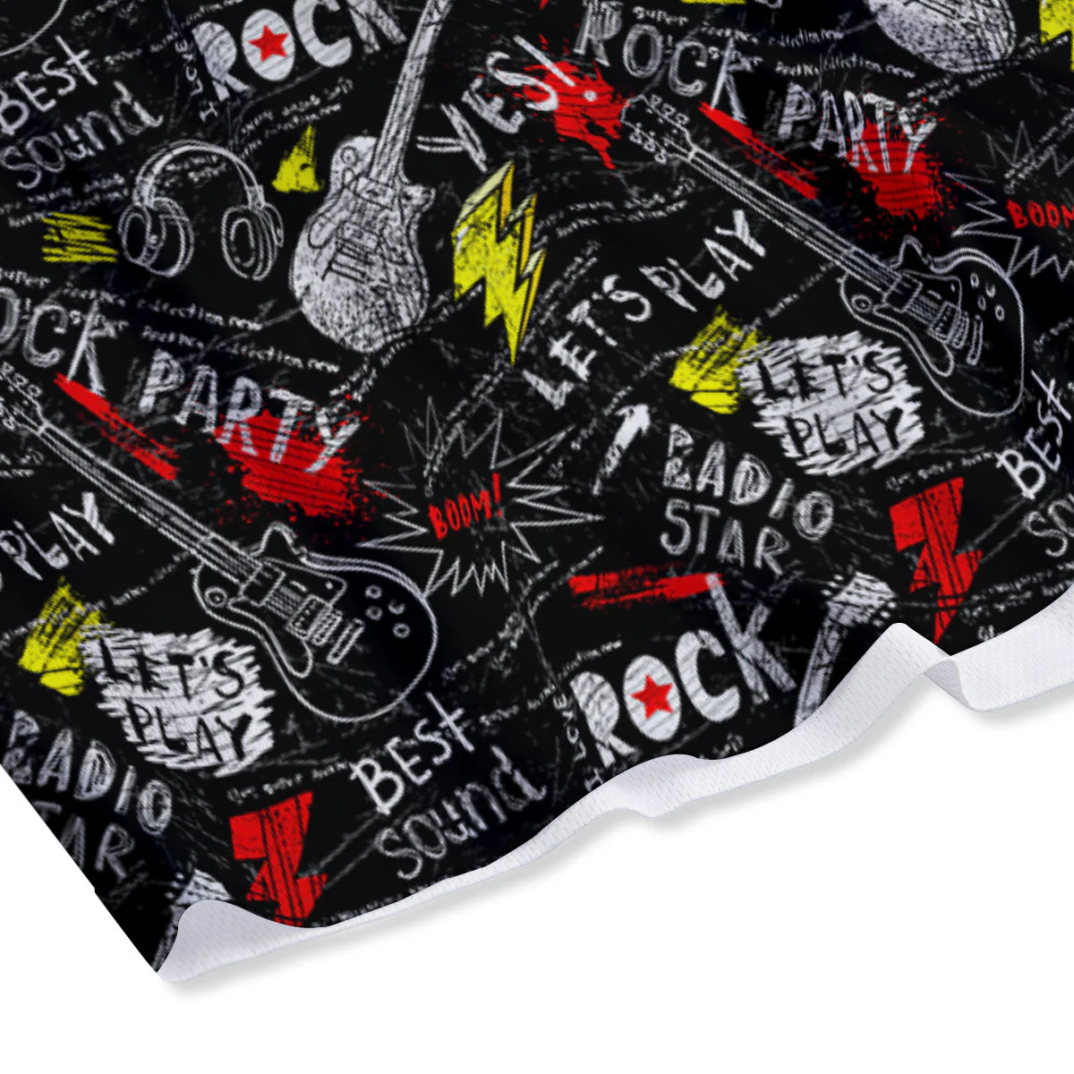 Rock And Roll Grunge Print Pattern Mesh Shorts - Image 4