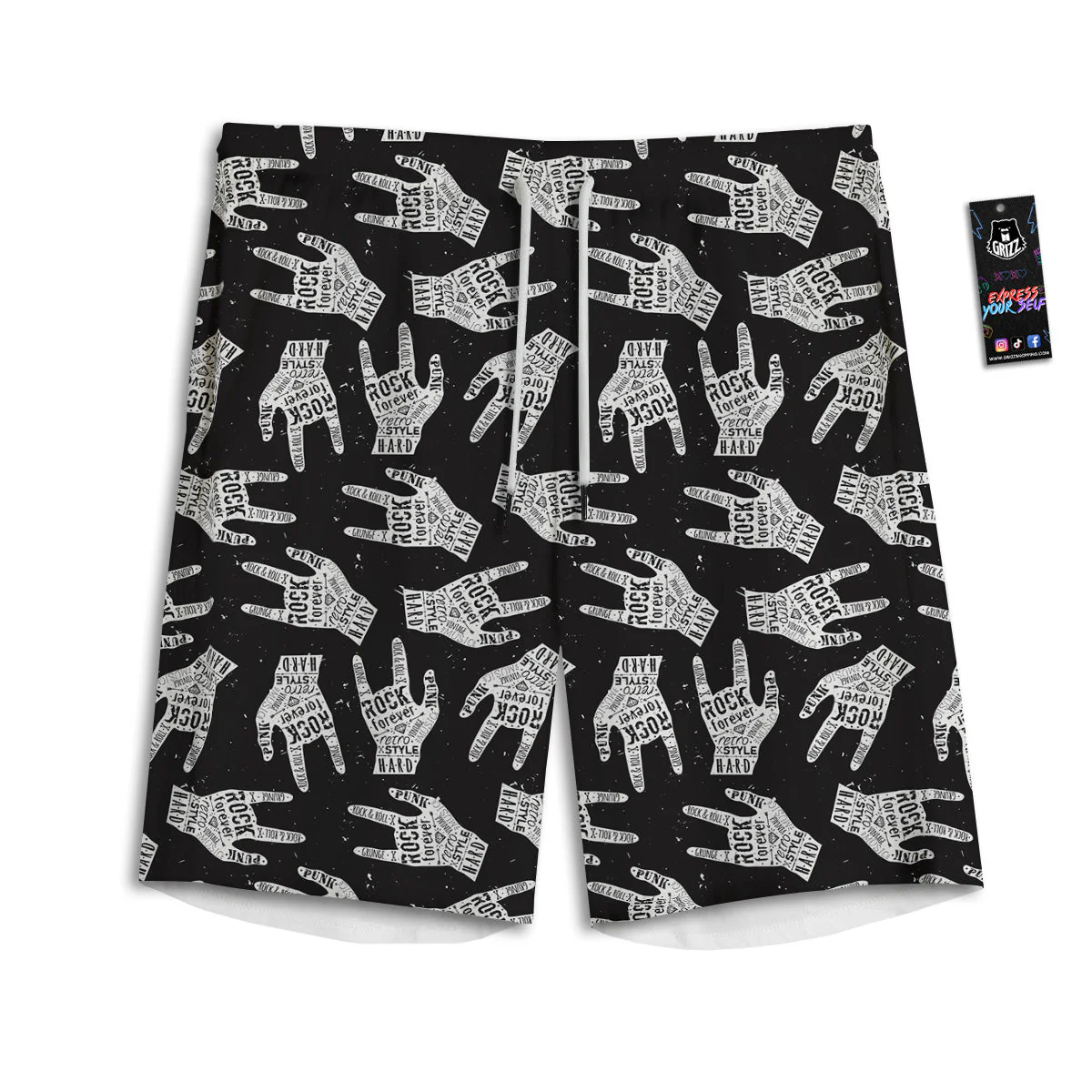 Rock And Roll Vintage Style Print Pattern Men's Athletic Shorts