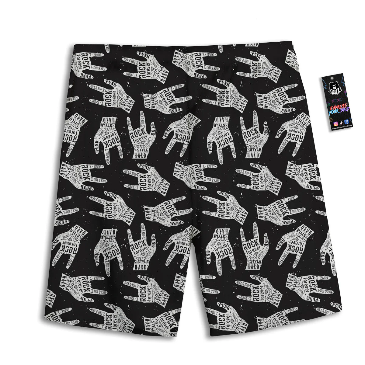 Rock And Roll Vintage Style Print Pattern Men's Athletic Shorts - Image 2