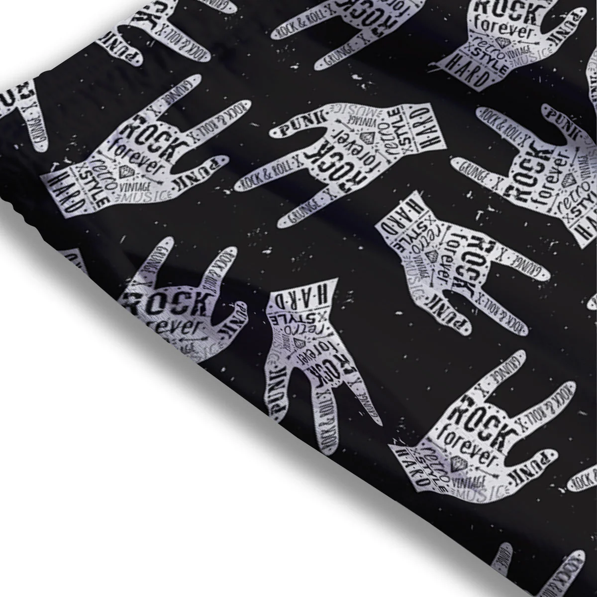 Rock And Roll Vintage Style Print Pattern Mesh Shorts - Image 3