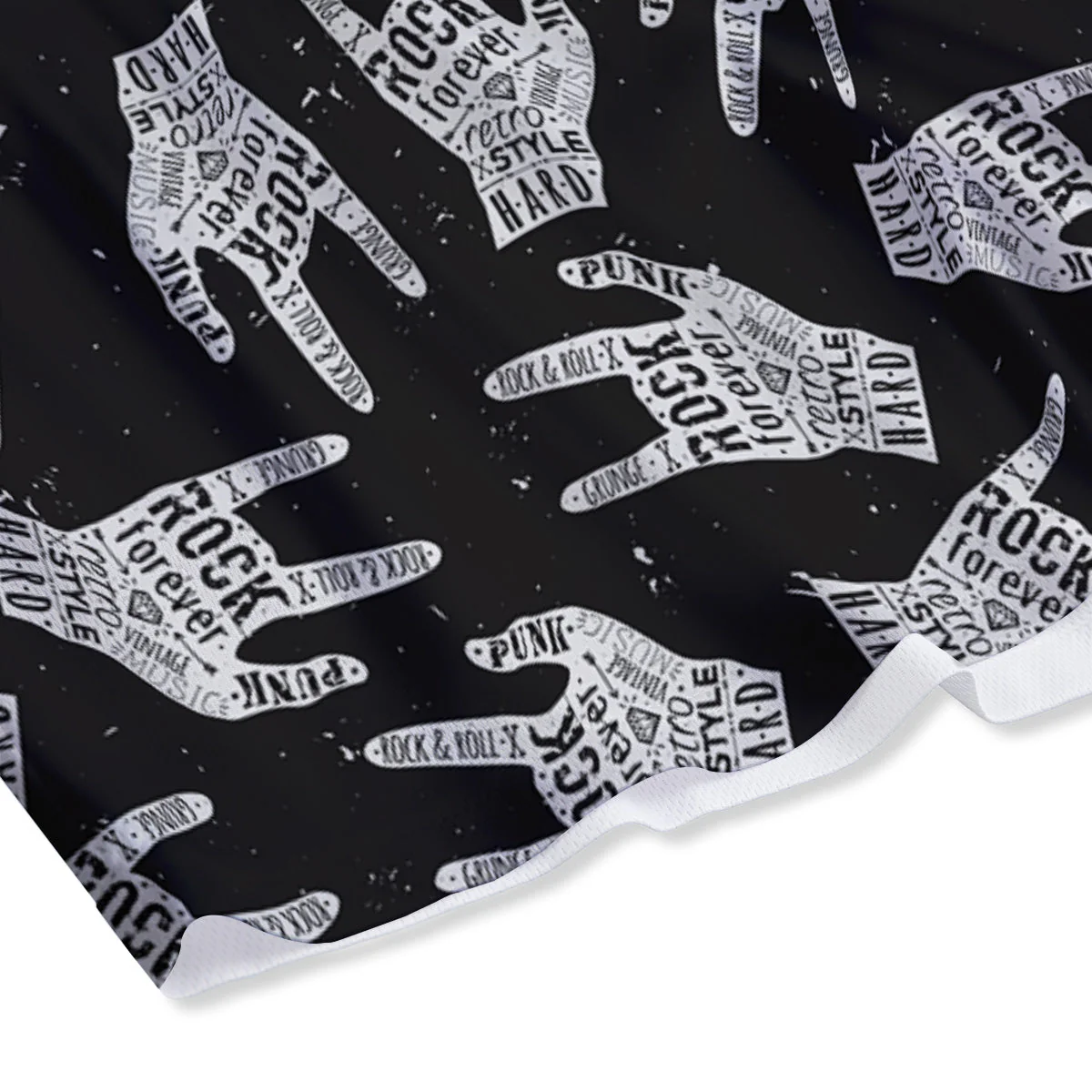 Rock And Roll Vintage Style Print Pattern Mesh Shorts - Image 4