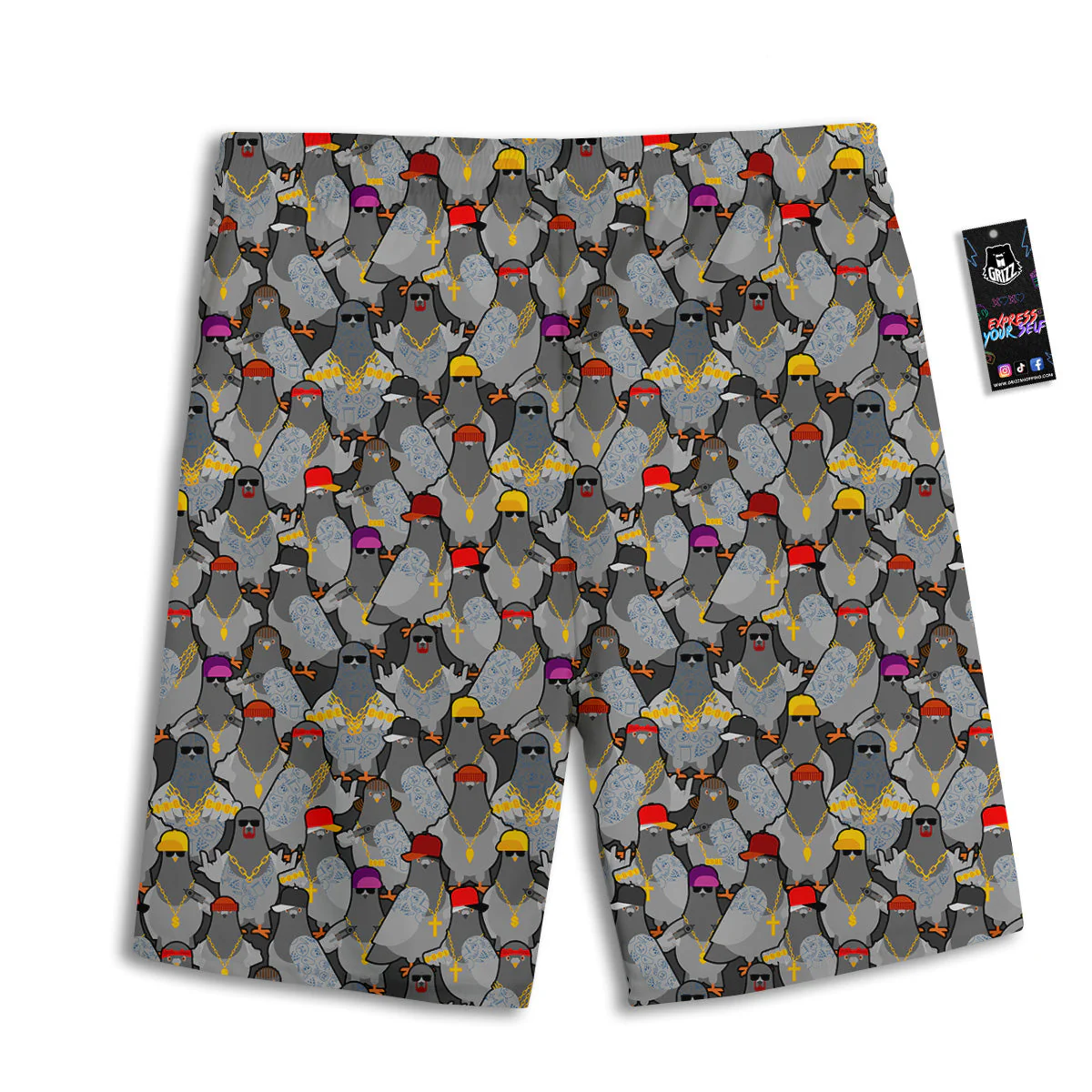 Rock Drove Gangster Print Pattern Men's Athletic Shorts - Image 2