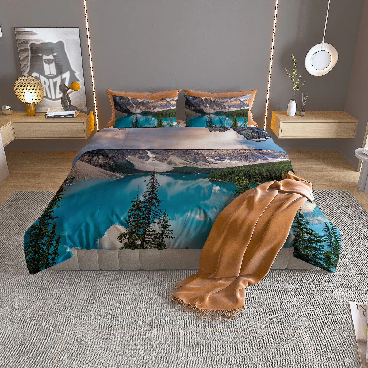 Rocky Mountain Print Duvet Cover Bedding Set