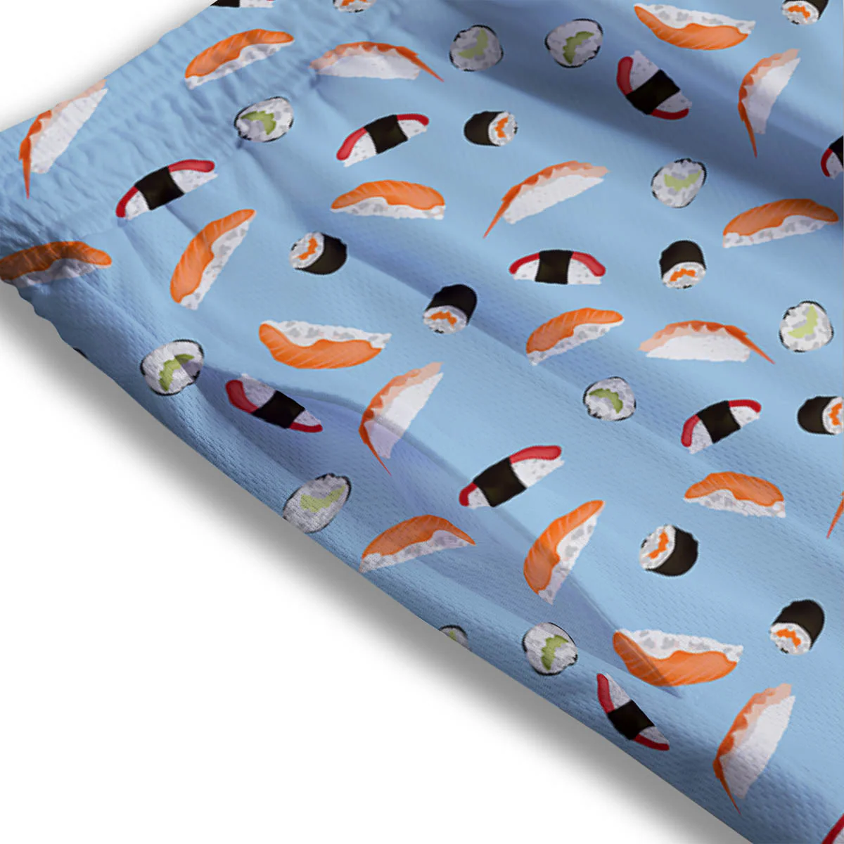 Rolls And Sushi Colorful Print Pattern Mesh Shorts - Image 3