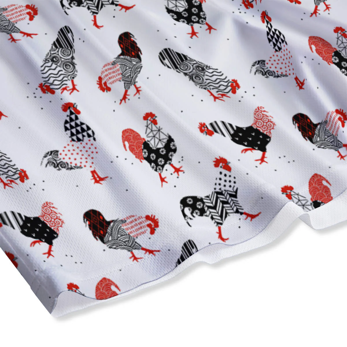 Rooster Chinese Print Pattern Mesh Shorts - Image 4