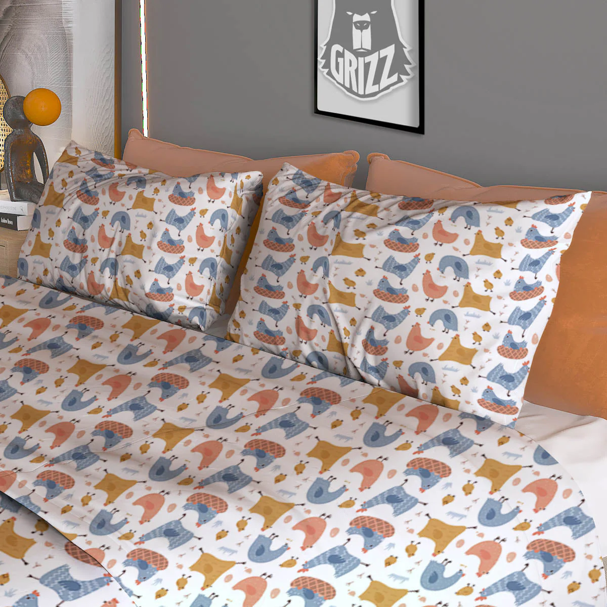 Rooster Colorful Print Pattern Duvet Cover Bedding Set - Image 3